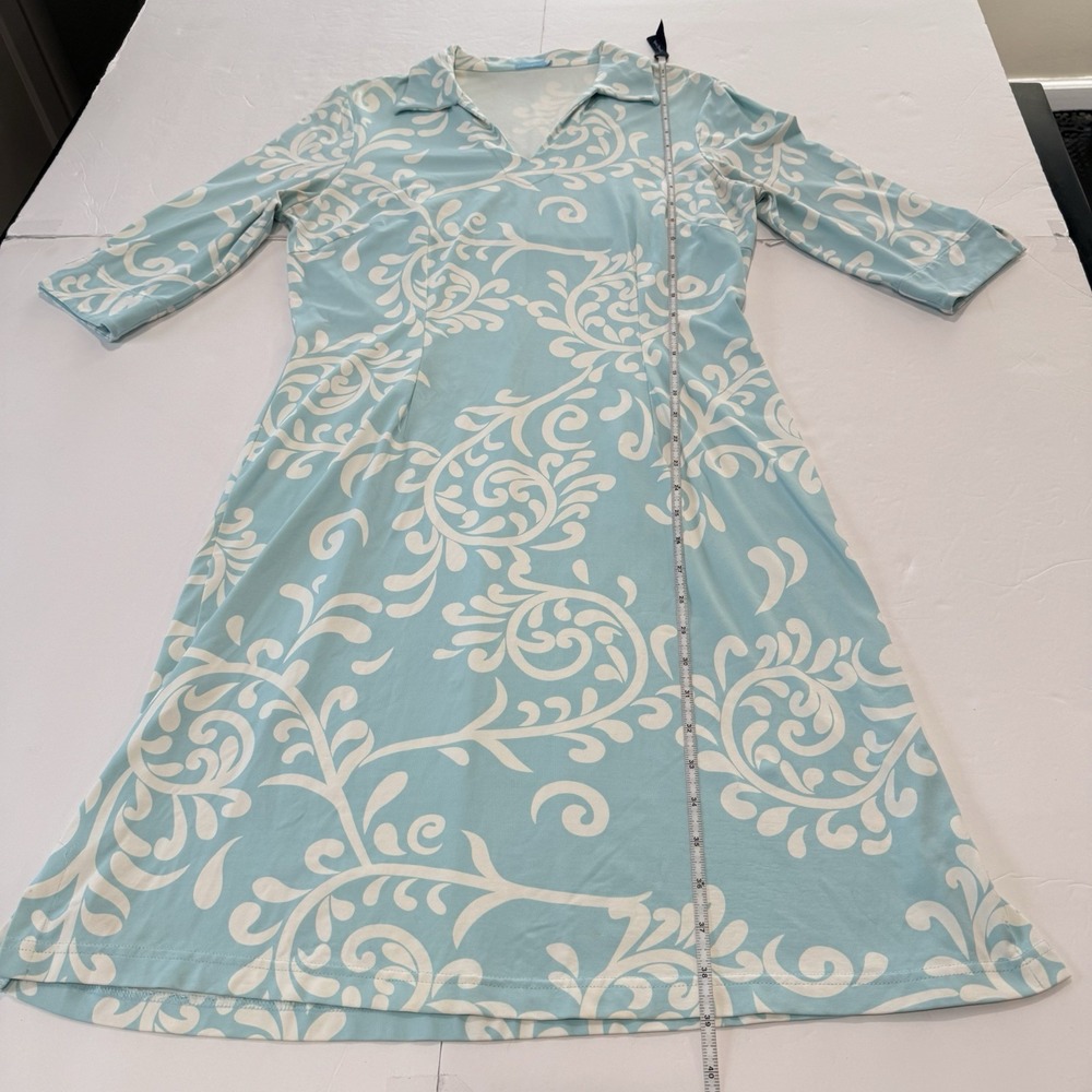 J. McLaughlin Blue Catalina Cloth 3/4 Sleeve Stretch Cadence Dress Size MEDIUM - Picture 9 of 12